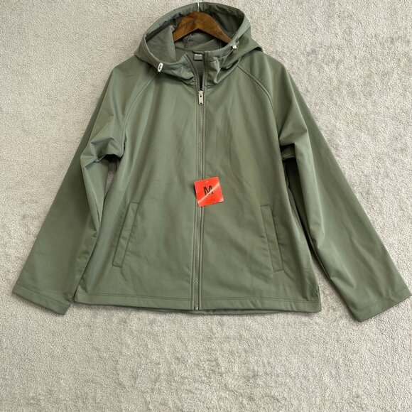 NEW 32 Degrees Women's M  Olive Green Hooded Windbreaker Soft shell Jacket - Picture 1 of 6